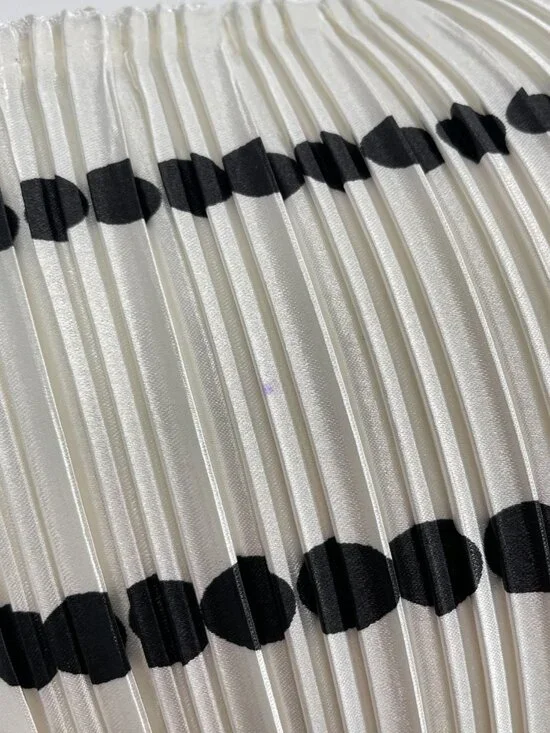 Vintage Black White Polka Dot Plisse Pleated Top Cap Sleeve Mod Op-Art - Picture 7 of 8